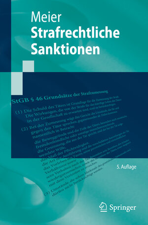 Buchcover Strafrechtliche Sanktionen | Bernd-Dieter Meier | EAN 9783662594414 | ISBN 3-662-59441-2 | ISBN 978-3-662-59441-4