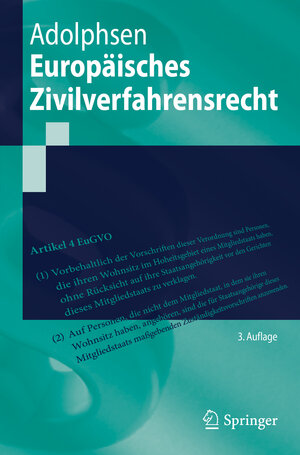 Buchcover Europäisches Zivilverfahrensrecht | Jens Adolphsen | EAN 9783662635575 | ISBN 3-662-63557-7 | ISBN 978-3-662-63557-5
