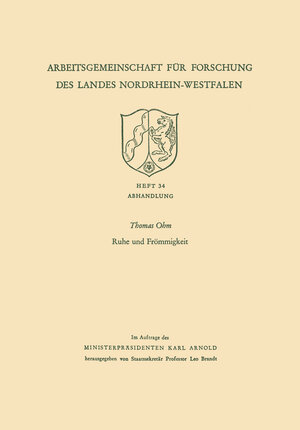 Buchcover Ruhe und Frömmigkeit | Thomas Ohm | EAN 9783663009887 | ISBN 3-663-00988-2 | ISBN 978-3-663-00988-7