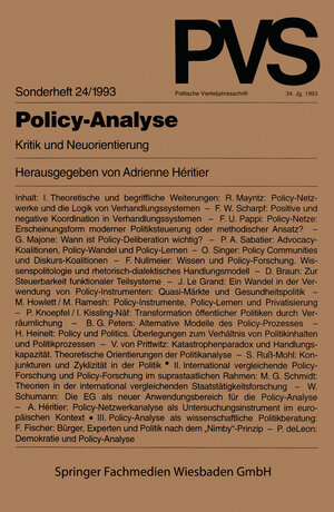 Buchcover Policy-Analyse  | EAN 9783663014737 | ISBN 3-663-01473-8 | ISBN 978-3-663-01473-7