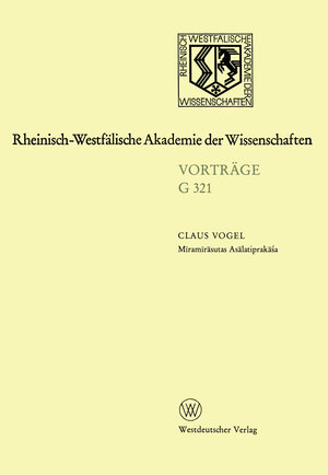 Buchcover Mīramīrāsutas Asālatiprakāśa | Claus Vogel | EAN 9783663017981 | ISBN 3-663-01798-2 | ISBN 978-3-663-01798-1