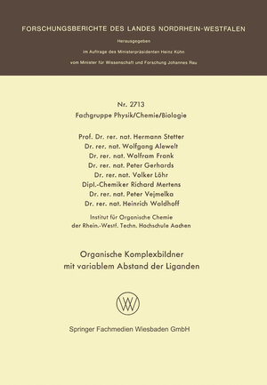 Buchcover Organische Komplexbildner mit variablem Abstand der Liganden | Hermann Stetter | EAN 9783663018568 | ISBN 3-663-01856-3 | ISBN 978-3-663-01856-8