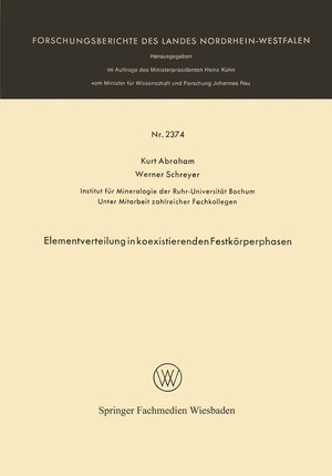 Buchcover Elementverteilung in koexistierenden Festkörperphasen | Kurt Abraham | EAN 9783663018681 | ISBN 3-663-01868-7 | ISBN 978-3-663-01868-1