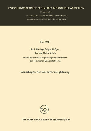Buchcover Grundlagen der Raumfahrzeugführung | Edgar Rößger | EAN 9783663025306 | ISBN 3-663-02530-6 | ISBN 978-3-663-02530-6