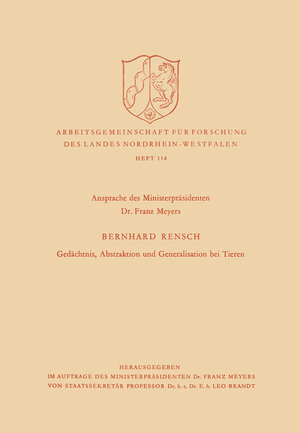 Buchcover Gedächtnis, Abstraktion und Generalisation bei Tieren | Bernhard Rensch | EAN 9783663029632 | ISBN 3-663-02963-8 | ISBN 978-3-663-02963-2