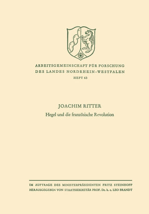 Buchcover Hegel und die französische Revolution | Joachim Ritter | EAN 9783663030683 | ISBN 3-663-03068-7 | ISBN 978-3-663-03068-3