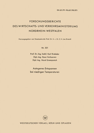 Buchcover Autogenes Entspannen bei niedrigen Temperaturen | Karl Krekeler | EAN 9783663035329 | ISBN 3-663-03532-8 | ISBN 978-3-663-03532-9