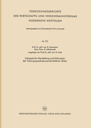 Buchcover Lichtoptische Herstellung und Diskussion der Faltungsquadrate parakristalliner Gitter | Rolf Hosemann | EAN 9783663037095 | ISBN 3-663-03709-6 | ISBN 978-3-663-03709-5
