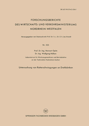Buchcover Untersuchung von Ratterschwingungen an Drehbänken | Herwart Opitz | EAN 9783663038061 | ISBN 3-663-03806-8 | ISBN 978-3-663-03806-1