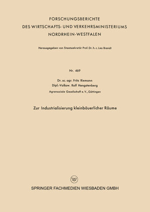 Buchcover Zur Industrialisierung kleinbäuerlicher Räume | Fritz Riemann | EAN 9783663041634 | ISBN 3-663-04163-8 | ISBN 978-3-663-04163-4