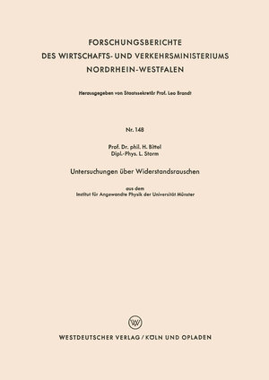 Buchcover Untersuchungen über Widerstandsrauschen | Heinz Bittel | EAN 9783663044178 | ISBN 3-663-04417-3 | ISBN 978-3-663-04417-8