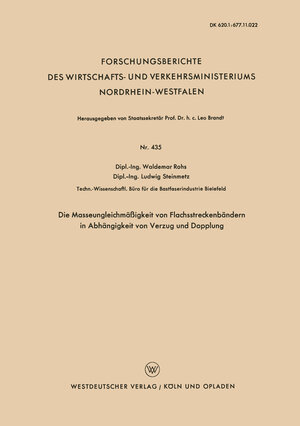 Buchcover Die Masseungleichmäßigkeit von Flachsstreckenbändern in Abhängigkeit von Verzug und Dopplung | Waldemar Rohs | EAN 9783663046509 | ISBN 3-663-04650-8 | ISBN 978-3-663-04650-9