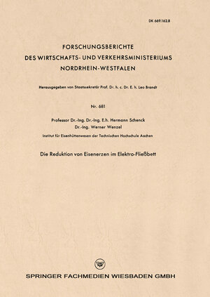 Buchcover Die Reduktion von Eisenerzen im Elektro-Fließbett | Hermann Schenck | EAN 9783663046578 | ISBN 3-663-04657-5 | ISBN 978-3-663-04657-8