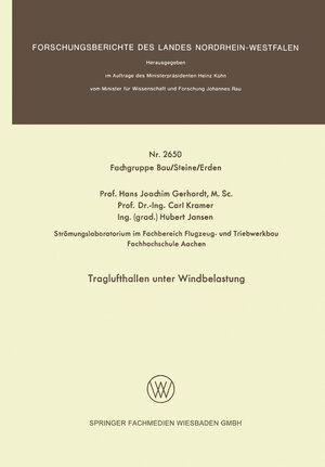 Buchcover Traglufthallen unter Windbelastung | Hans Joachim Gerhardt | EAN 9783663053019 | ISBN 3-663-05301-6 | ISBN 978-3-663-05301-9