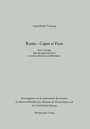 Buchcover Roma — Caput et Fons | Arnold Angenendt | EAN 9783663053941 | ISBN 3-663-05394-6 | ISBN 978-3-663-05394-1