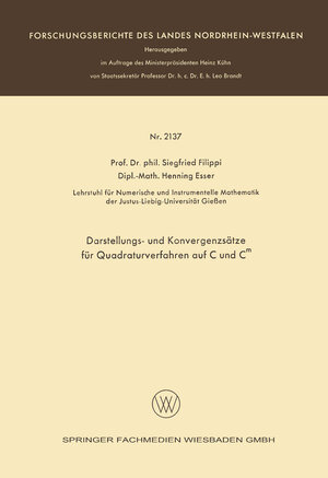 Buchcover Darstellungs- und Konvergenzsätze für Quadraturverfahren auf C und Cm | Siegfried Filippi | EAN 9783663062387 | ISBN 3-663-06238-4 | ISBN 978-3-663-06238-7