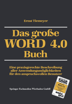 Buchcover Das große WORD 4.0 Buch | Ernst Tiemeyer | EAN 9783663068563 | ISBN 3-663-06856-0 | ISBN 978-3-663-06856-3