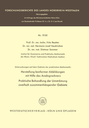 Buchcover Untersuchungen auf dem Gebiete der praktischen Mathematik | Fritz Reutter | EAN 9783663072560 | ISBN 3-663-07256-8 | ISBN 978-3-663-07256-0