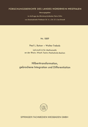 Buchcover Hilberttransformation, gebrochene Integration und Differentiation | Paul L. Butzer | EAN 9783663072577 | ISBN 3-663-07257-6 | ISBN 978-3-663-07257-7