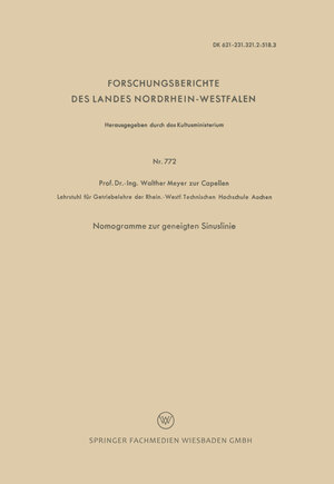 Buchcover Nomogramme zur geneigten Sinuslinie | Walther Meyer zur Capellen | EAN 9783663073130 | ISBN 3-663-07313-0 | ISBN 978-3-663-07313-0