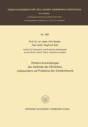 Buchcover Weitere Anwendungen der Methode der LIE-Reihen | Fritz Reutter | EAN 9783663075301 | ISBN 3-663-07530-3 | ISBN 978-3-663-07530-1