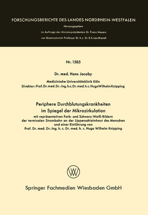 Buchcover Periphere Durchblutungskrankheiten im Spiegel der Mikrozirkulation | Hans Jakoby | EAN 9783663075493 | ISBN 3-663-07549-4 | ISBN 978-3-663-07549-3
