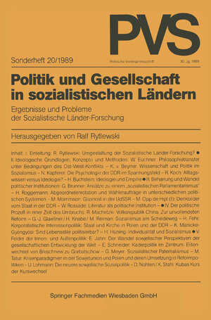 Buchcover Politik und Gesellschaft in sozialistischen Ländern  | EAN 9783663110668 | ISBN 3-663-11066-4 | ISBN 978-3-663-11066-8