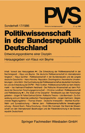 Buchcover Politikwissenschaft in der Bundesrepublik Deutschland  | EAN 9783663110750 | ISBN 3-663-11075-3 | ISBN 978-3-663-11075-0