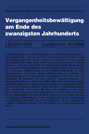 Buchcover Vergangenheitsbewältigung am Ende des zwanzigsten Jahrhunderts | Michael Kohlstruck | EAN 9783663117308 | ISBN 3-663-11730-8 | ISBN 978-3-663-11730-8