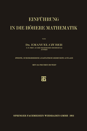 Buchcover Einführung in die höhere Mathematik | Emanuel Czuber | EAN 9783663154754 | ISBN 3-663-15475-0 | ISBN 978-3-663-15475-4