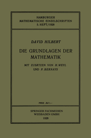 Buchcover Die Grundlagen der Mathematik | David Hilbert | EAN 9783663161028 | ISBN 3-663-16102-1 | ISBN 978-3-663-16102-8