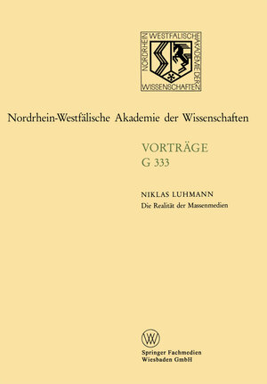 Buchcover Die Realität der Massenmedien | Niklas Luhmann | EAN 9783663162872 | ISBN 3-663-16287-7 | ISBN 978-3-663-16287-2