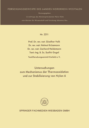 Buchcover Untersuchungen zum Mechanismus der Thermooxidation und zur Stabilisierung von Nylon 6 | Giselher Valk | EAN 9783663199281 | ISBN 3-663-19928-2 | ISBN 978-3-663-19928-1