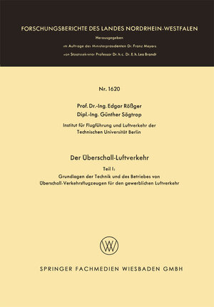 Buchcover Der Überschall-Luftverkehr | Edgar Rößger Edgar Rößger | EAN 9783663199724 | ISBN 3-663-19972-X | ISBN 978-3-663-19972-4