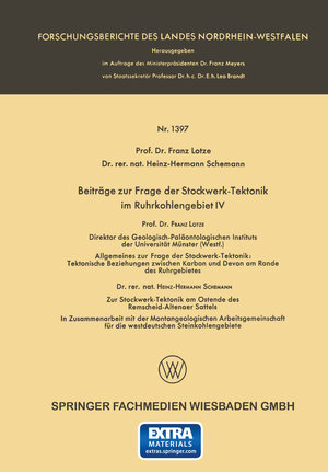 Buchcover Beiträge zur Frage der Stockwerk-Tektonik im Ruhrkohlengebiet IV | Franz Lotze | EAN 9783663200505 | ISBN 3-663-20050-7 | ISBN 978-3-663-20050-5