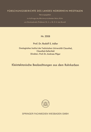 Buchcover Kleintektonische Beobachtungen aus dem Ruhrkarbon | Rudolf E. Adler | EAN 9783663201359 | ISBN 3-663-20135-X | ISBN 978-3-663-20135-9