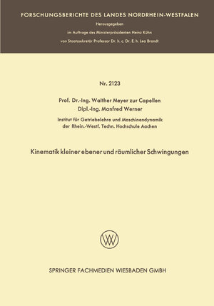 Buchcover Kinematik kleiner ebener und räumlicher Schwingungen | Walther Meyer zur Capellen | EAN 9783663201366 | ISBN 3-663-20136-8 | ISBN 978-3-663-20136-6