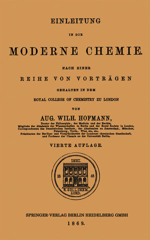 Buchcover Einleitung in die moderne Chemie | Aug. Wilh. Hofmann | EAN 9783663202028 | ISBN 3-663-20202-X | ISBN 978-3-663-20202-8
