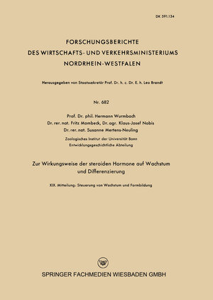 Buchcover Zur Wirkungsweise der steroiden Hormone auf Wachstum und Differenzierung | Hermann Wurmbach | EAN 9783663202486 | ISBN 3-663-20248-8 | ISBN 978-3-663-20248-6