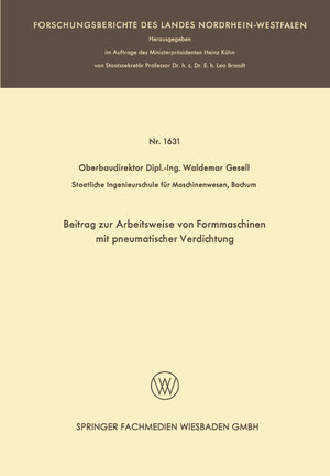 Buchcover Beitrag zur Arbeitsweise von Formmaschinen mit pneumatischer Verdichtung | Waldemar Gesell | EAN 9783663204091 | ISBN 3-663-20409-X | ISBN 978-3-663-20409-1
