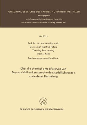 Buchcover Über die chemische Modifizierung von Polyacrylnitril und entsprechenden Modellsubstanzen sowie deren Darstellung | Giselher Valk | EAN 9783663204213 | ISBN 3-663-20421-9 | ISBN 978-3-663-20421-3