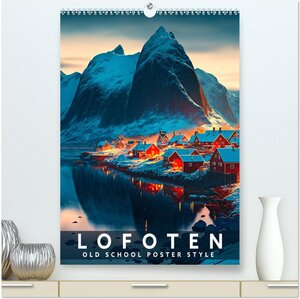Buchcover Lofoten - Old School Poster Style (hochwertiger Premium Wandkalender 2024 DIN A2 hoch), Kunstdruck in Hochglanz | Val Thoermer | EAN 9783675418639 | ISBN 3-675-41863-4 | ISBN 978-3-675-41863-9