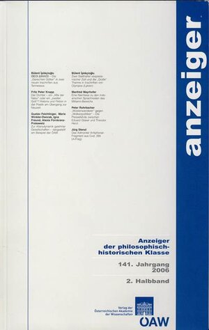Buchcover Anzeiger der philosophisch-historischen Klasse der Österreichischen... / Anzeiger der philosophisch-historischen Klasse der Österreichischen...  | EAN 9783700139683 | ISBN 3-7001-3968-3 | ISBN 978-3-7001-3968-3