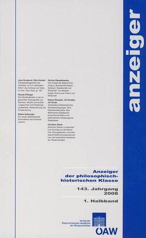 Buchcover Anzeiger der philosophisch-historischen Klasse 143. Jahrgang, 1. Halbband 2008  | EAN 9783700166221 | ISBN 3-7001-6622-2 | ISBN 978-3-7001-6622-1
