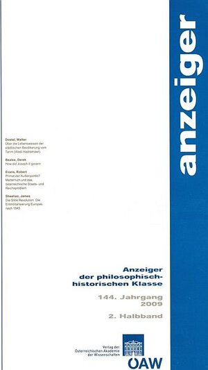 Buchcover Anzeiger der philoosphisch-historischen Klasse 144. Jahrgang 2. HB 2009  | EAN 9783700169741 | ISBN 3-7001-6974-4 | ISBN 978-3-7001-6974-1