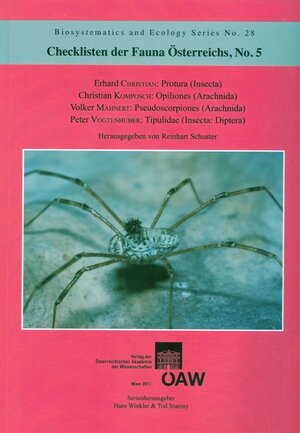 Buchcover Checklisten der Fauna Österreichs, No.5 Protura (Insecta), Opiliones (Arachnida), Pseudoscorpiones (Arachnida), Tipulidae (Insecta: Diptera)  | EAN 9783700171133 | ISBN 3-7001-7113-7 | ISBN 978-3-7001-7113-3