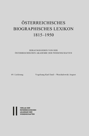 Buchcover Österreichisches Biographisches Lexikon 1815-1950 / Österreichisches Biographisches Lexikon 1815-1950 , 69. Lieferung  | EAN 9783700183822 | ISBN 3-7001-8382-8 | ISBN 978-3-7001-8382-2