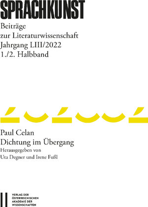 Buchcover Sprachkunst – Beiträge zur Literaturwissenschaft, Jahrgang LIII/2022, 1. und 2. Halbband  | EAN 9783700194248 | ISBN 3-7001-9424-2 | ISBN 978-3-7001-9424-8