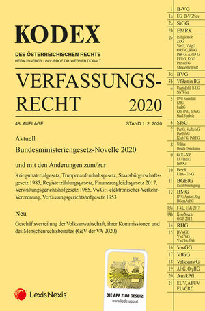 Buchcover KODEX Verfassungsrecht 2020  | EAN 9783700777588 | ISBN 3-7007-7758-2 | ISBN 978-3-7007-7758-8