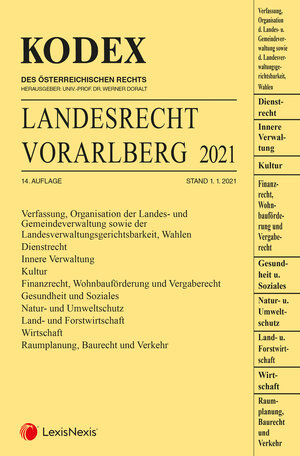 Buchcover KODEX Landesrecht Vorarlberg 2021  | EAN 9783700778004 | ISBN 3-7007-7800-7 | ISBN 978-3-7007-7800-4